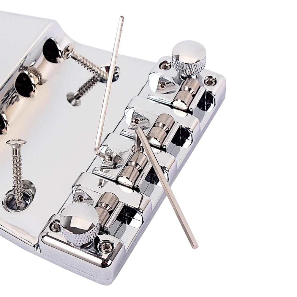 Alloy Adjustable Square Chrome Saddle Bridge for 4 String Rickenbacker Guitar