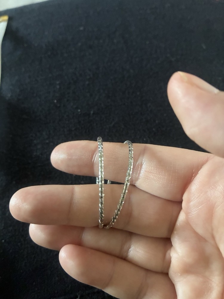 Silver Bamboo Style Hoop Dangle Earrings