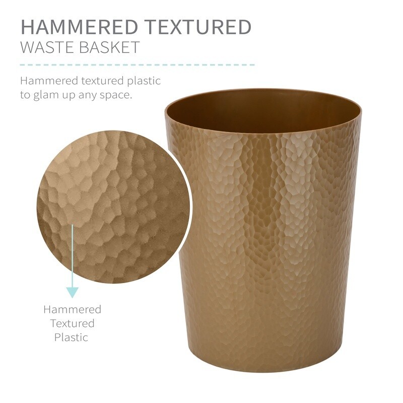 Compact Hammered Plastic Trash Can Set 4 Pack Wastebasket Bathroom Office Dorm