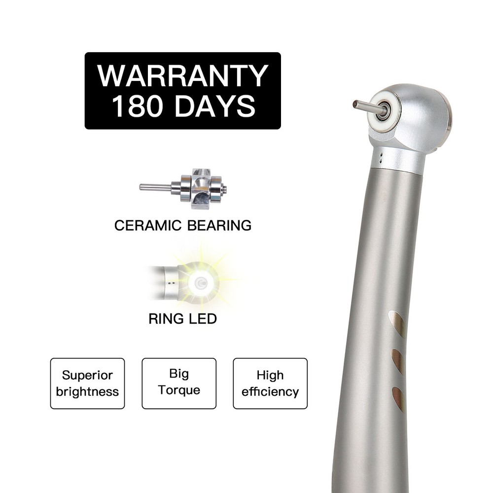 Dental LED High Speed Handpiece 4Hole E-Generator Shadowless Push