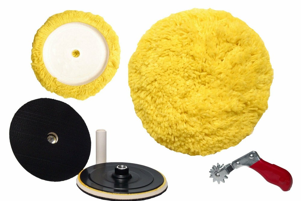 7.5" Wool Blend Hook & Loop Buff Pad Kit-Medium Cutting & Polishing Made in USA