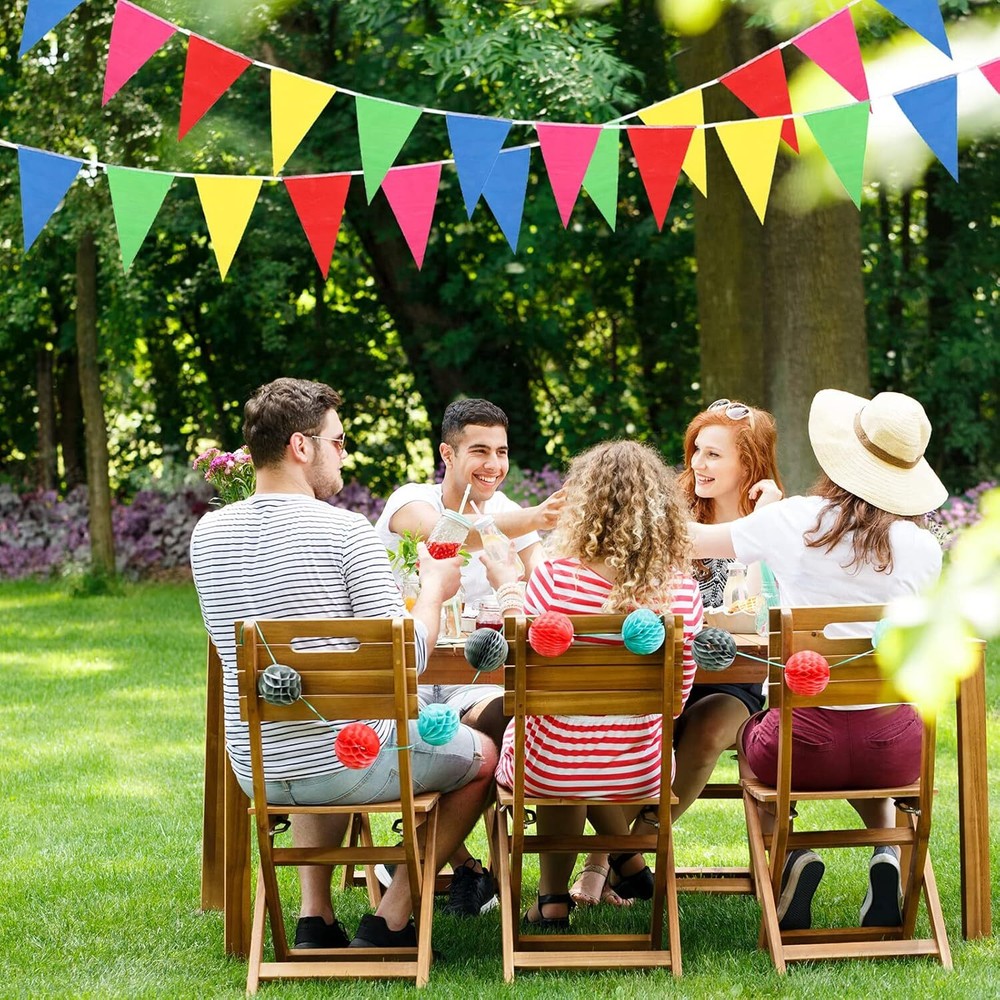 Multi Color Pennant Banners String Flags Triangle, Party Decor Nylon 375 ft Rope
