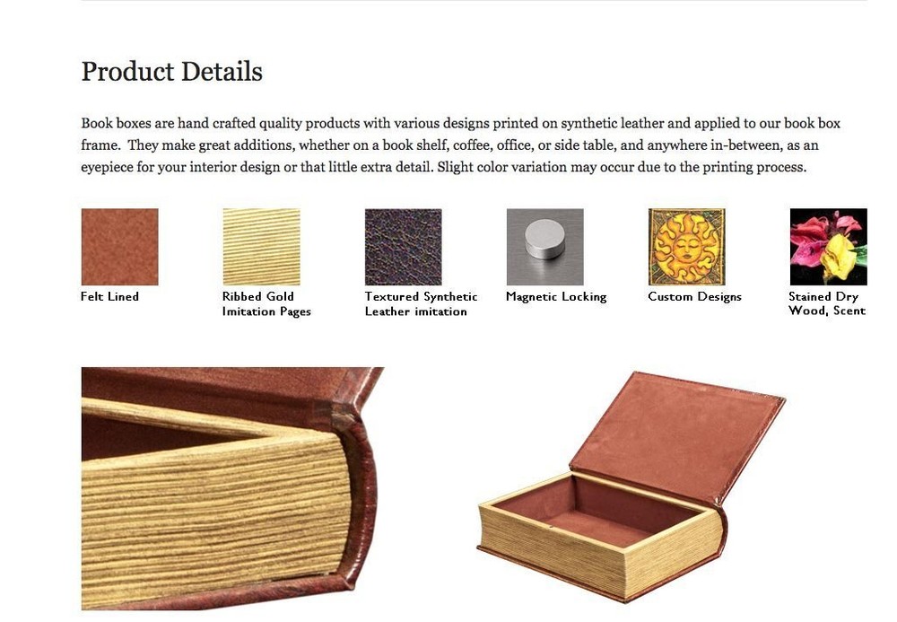 Buddha Book Box Decorative Leather Book Box Storage Secret Book