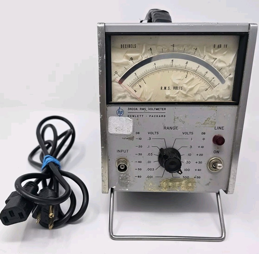 HP Hewlett Packard 3400A RMS Voltmeter w Option C35 - Powers On