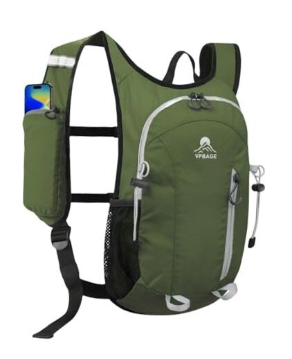 Small Hiking Backpack with Front Phone Holder, Packable Back pack Olivegreen-