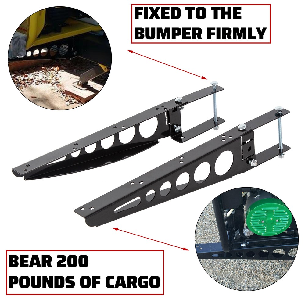 RV 4" Square Rear Bumper Mounted Cargo Box Carrier Support Arms Bracket Black