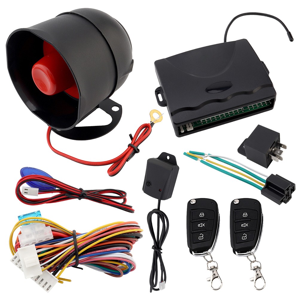 Universal Car Alarm Security System Keyless Entry with 2 Remote Controls Siren