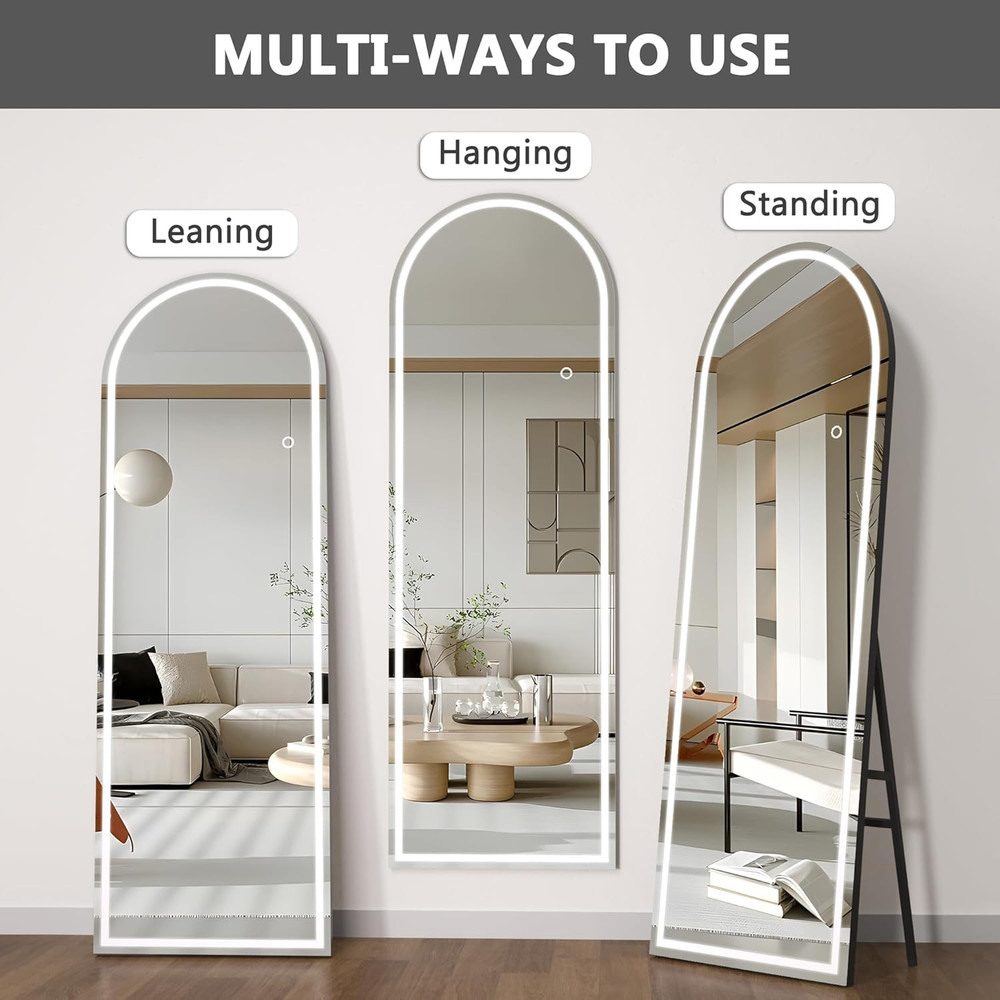 79" x 36" LED Full Length Mirror with Adjustable Lights & Black Frame