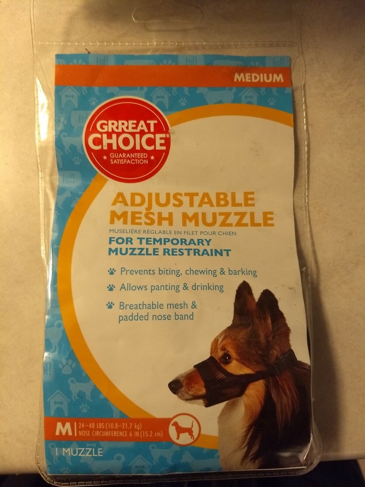 GRREAT CHOICE, Adjustable, Dog Muzzle. Mesh. Medium. M 24-48 lbs NEW in Package.