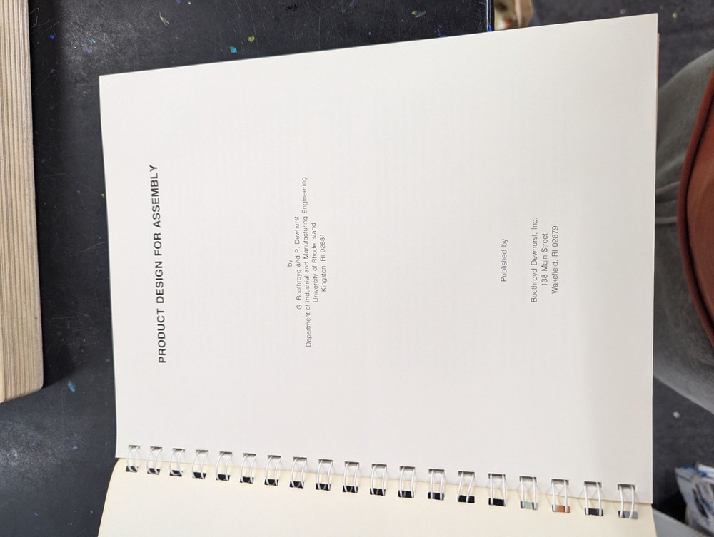 Product Design For Assembly Textbook Vintage Technical Reference Book
