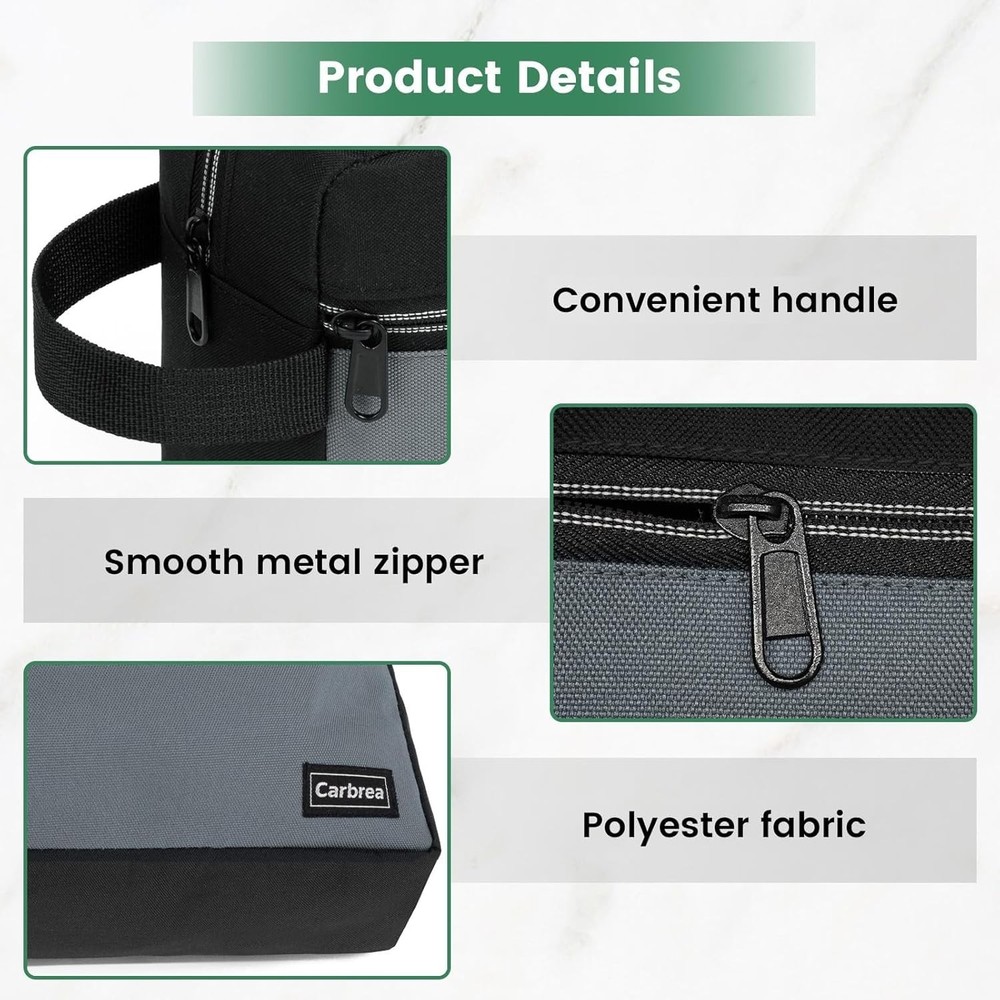 Compact Travel Toiletry Bag - Durable Polyester Makeup Organizer in Black