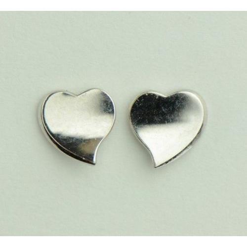 14K Solid White Yellow Gold Heart Shape Stud Earrings