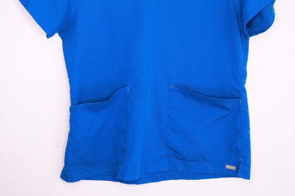 Figs Bright Blue Scrub Shirt - Top Size Medium Threads to Threads Soft Fabric
