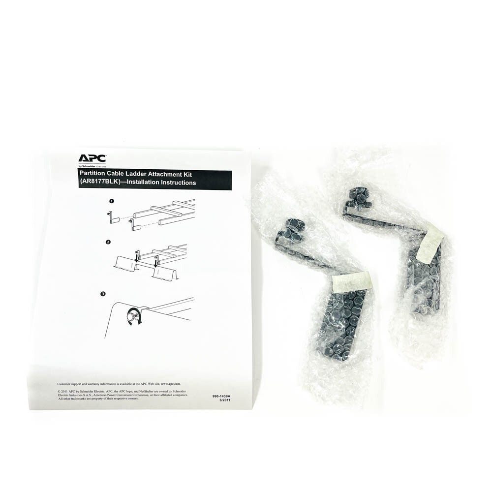 APC AR8177BLK Cable Ladder Attachment Kit Bracket for Data Cable Partitions 2 Pc