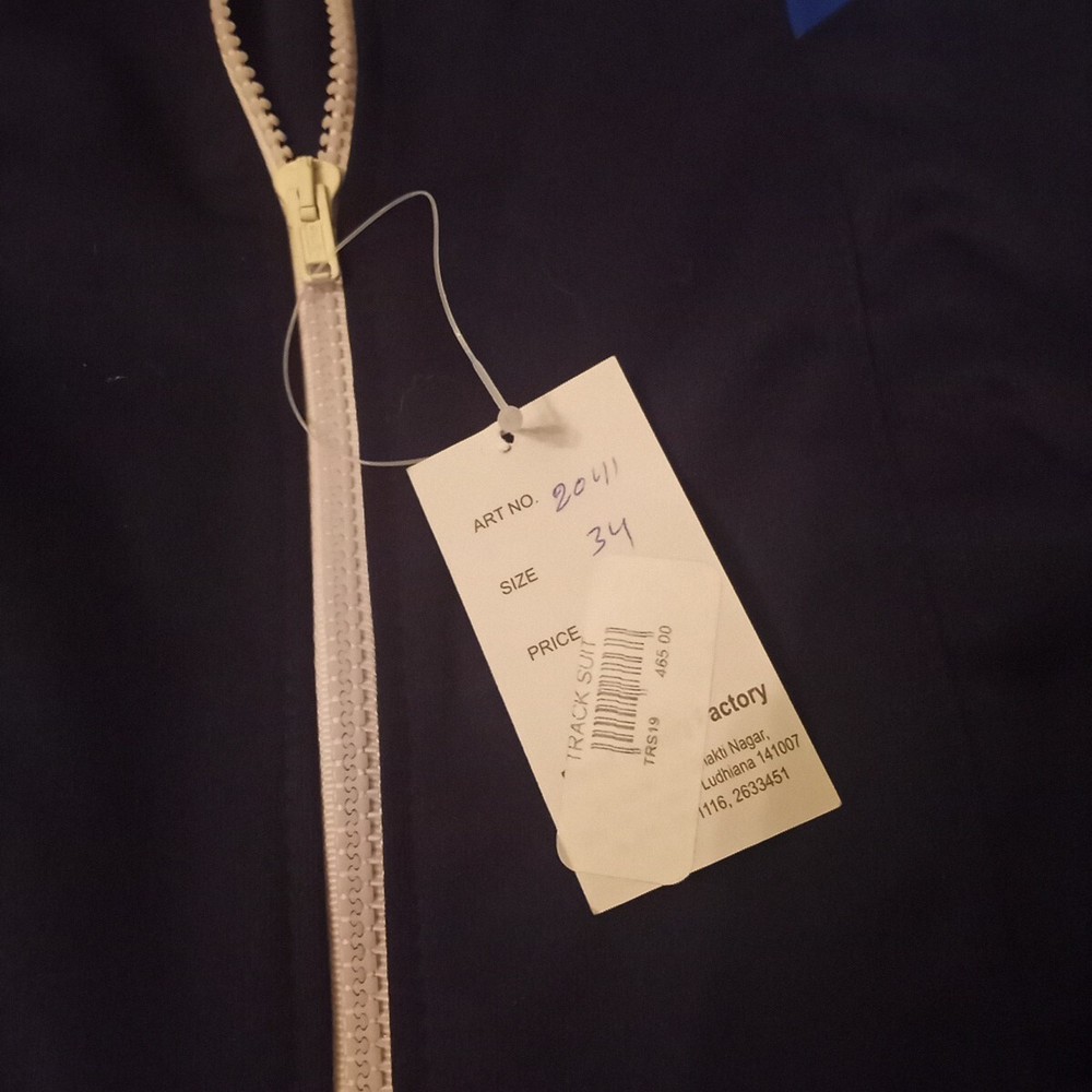 New Ranjit Zip Size 34 Tracksuit Jacket Blue