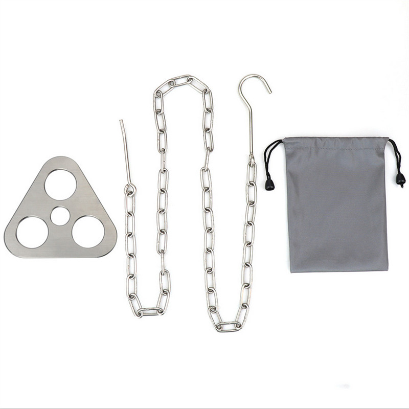 Camping tripod board kit accessory campfire support plate with adjustable chain