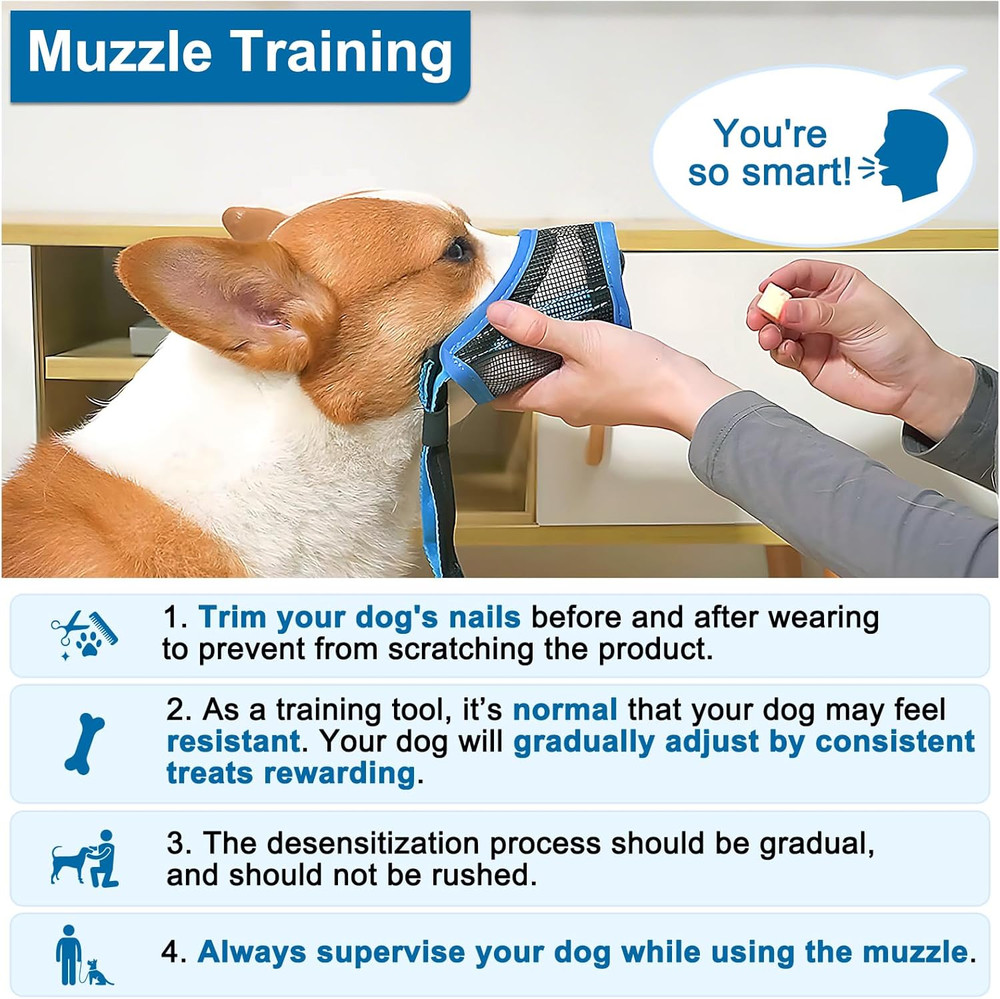 Mesh Dog Muzzle for Small Medium Large Dogs, Soft Dog Muzzle to Prevent Biting C