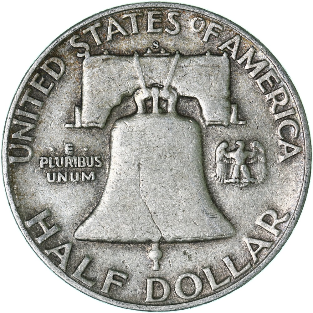 1952 S Franklin Half Dollar 90% Silver Fine FN