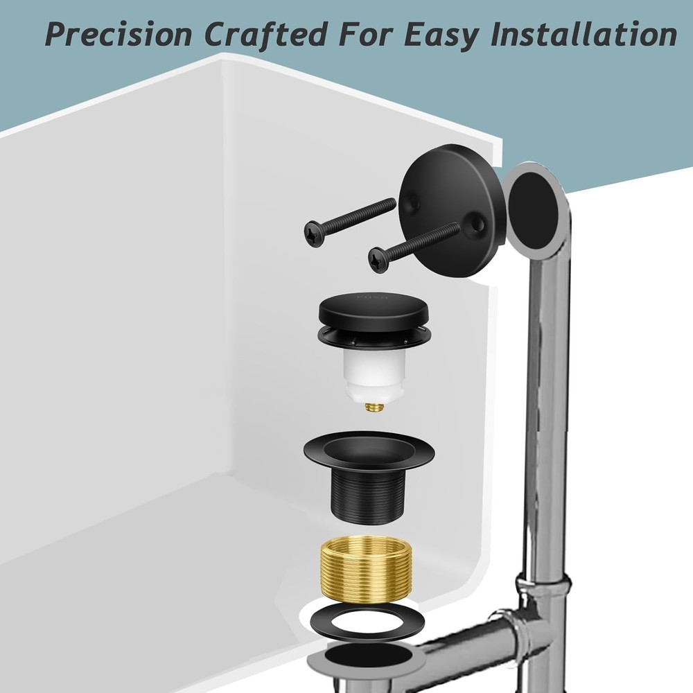 Tip-Toe Bathtub Drain Kit with Two-Hole Overflow Plate, Premium Quality Bath Tub