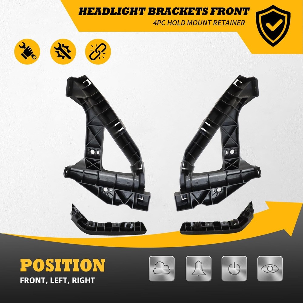 Front Headlight & Bumper Bracket Mount Support Retainer Compatible with 2016-...