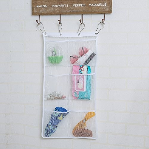 2 Pack Mesh Hanging Caddy Organizer with 6 Pockets, 2 Pack 6-Pocket Mesh