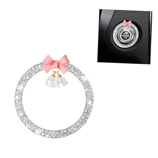Bling Diamond Car Engine Start Stop Button Decoration Ring, Crystal White
