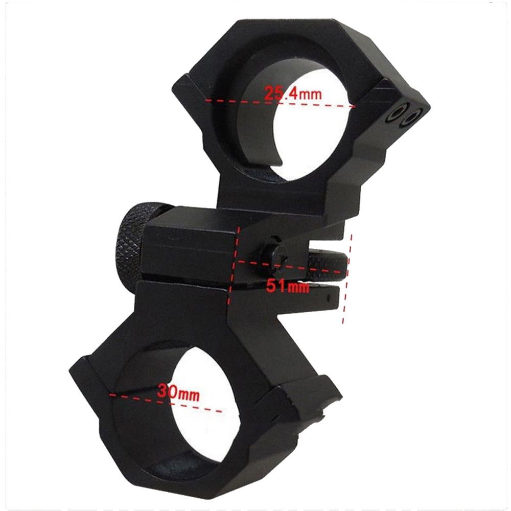 Double Rings Mount Adjustable Elevation Windage 25.4/30mm for Flashlights Scope