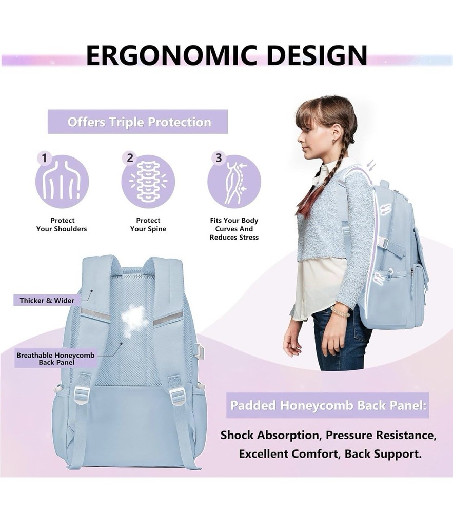 Glorieroo Backpack Bookbag Haze Blue