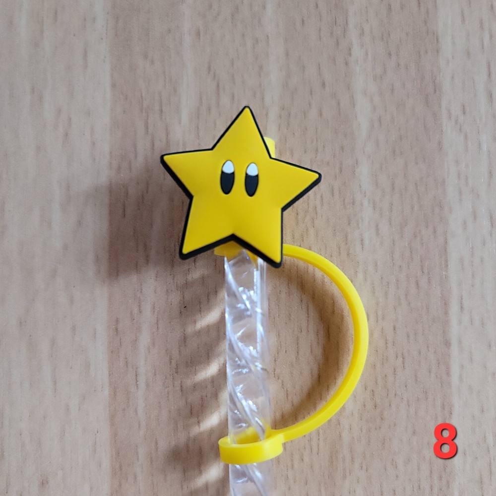 8mm Silicone Straw Topper Star Super Mario