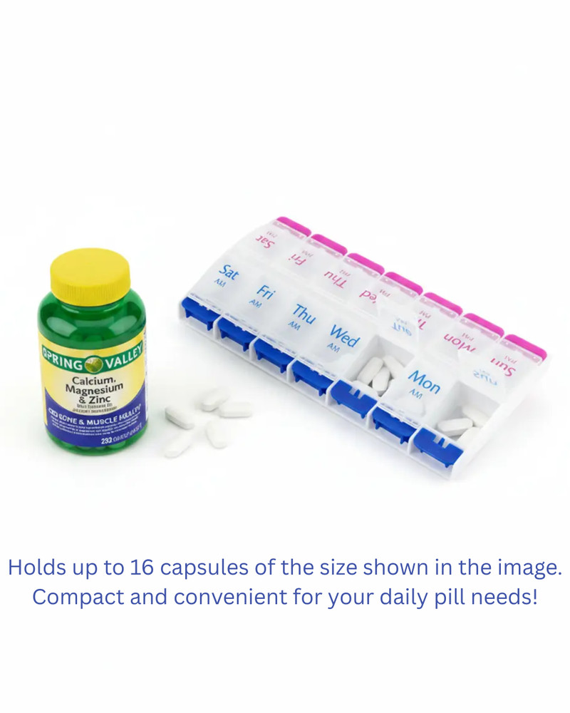 Smart Essentials 7-Day Pill Organizer – AM/PM Weekly Medication Case