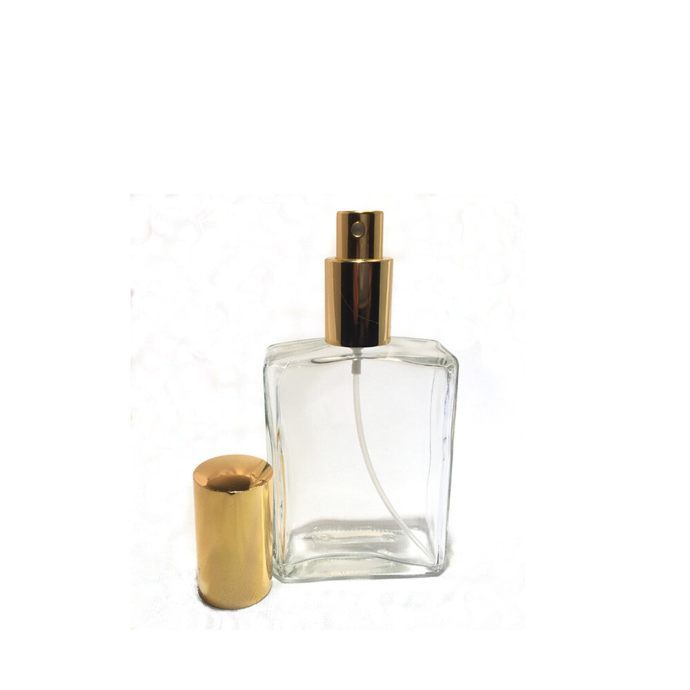 Luxury Perfume Bottles, Refillable Spray Atomizers 1, 2 and 4 oz. - Flat Shape
