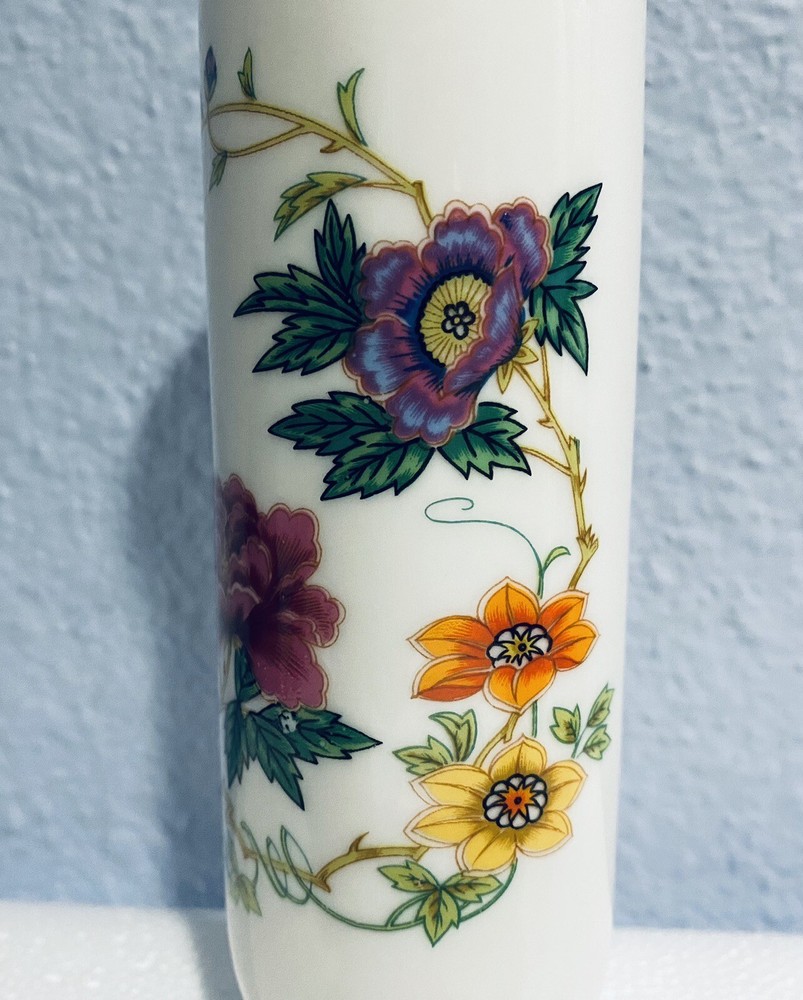 Porcelain Bud Vase Floral 6.5" Tall