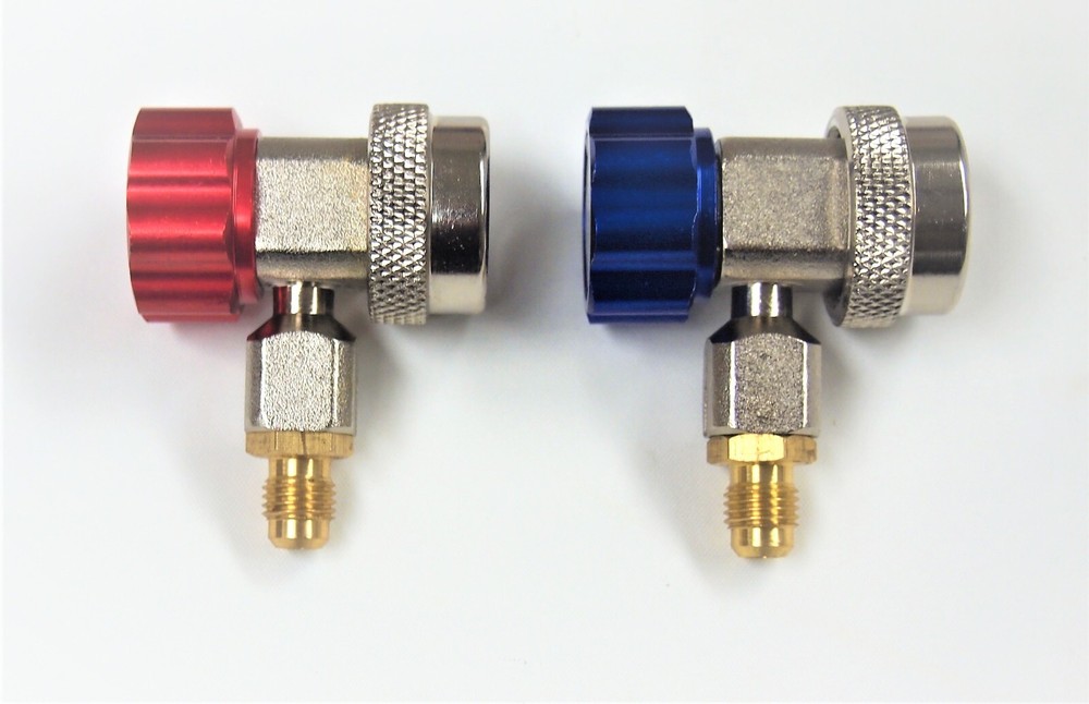 Pair R134a Adjustable Quick Coupler Adapter High Low Side AC HVAC Conversion Kit