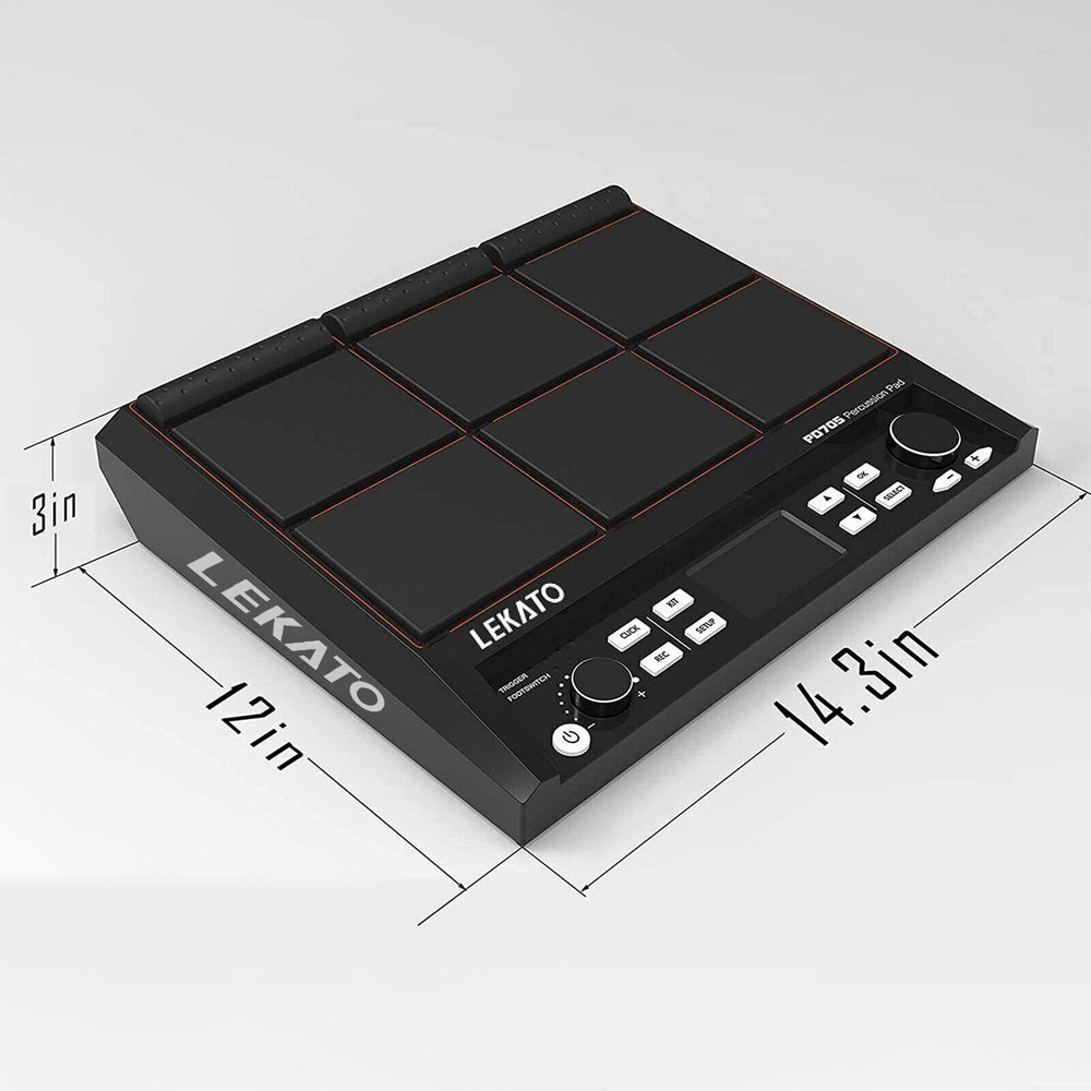 LEKATO PD705 Percussion Pad 9-Trigger Sample Pad Multipad Tabletop Drum Pedal