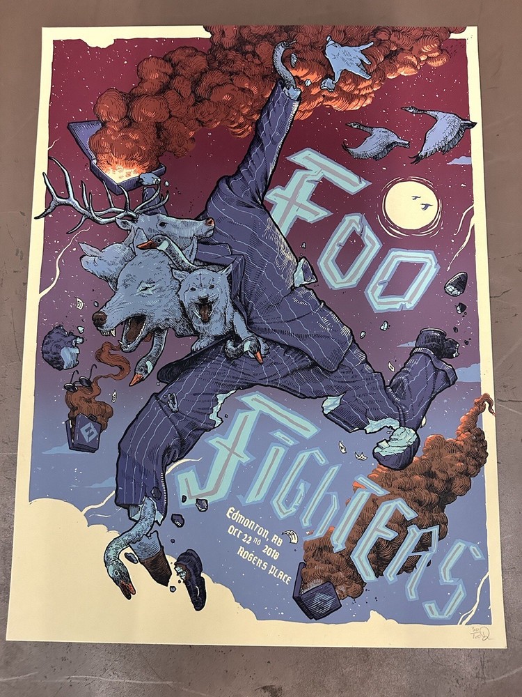 2018 Foo Fighters Dave Kloc Edmonton Poster  Signed AP