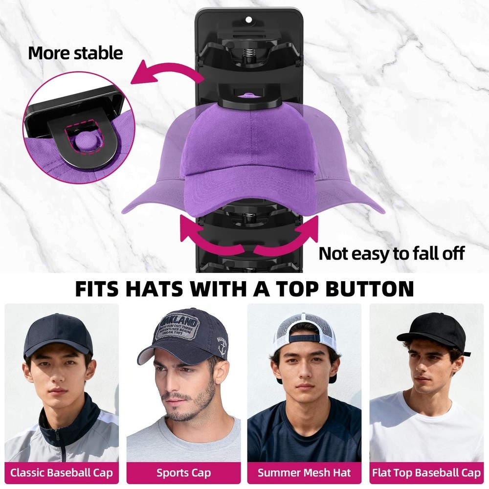 Spring Clip Hat Organizer for Baseball Caps – 2 Pack, Wall Hat Rack for Do