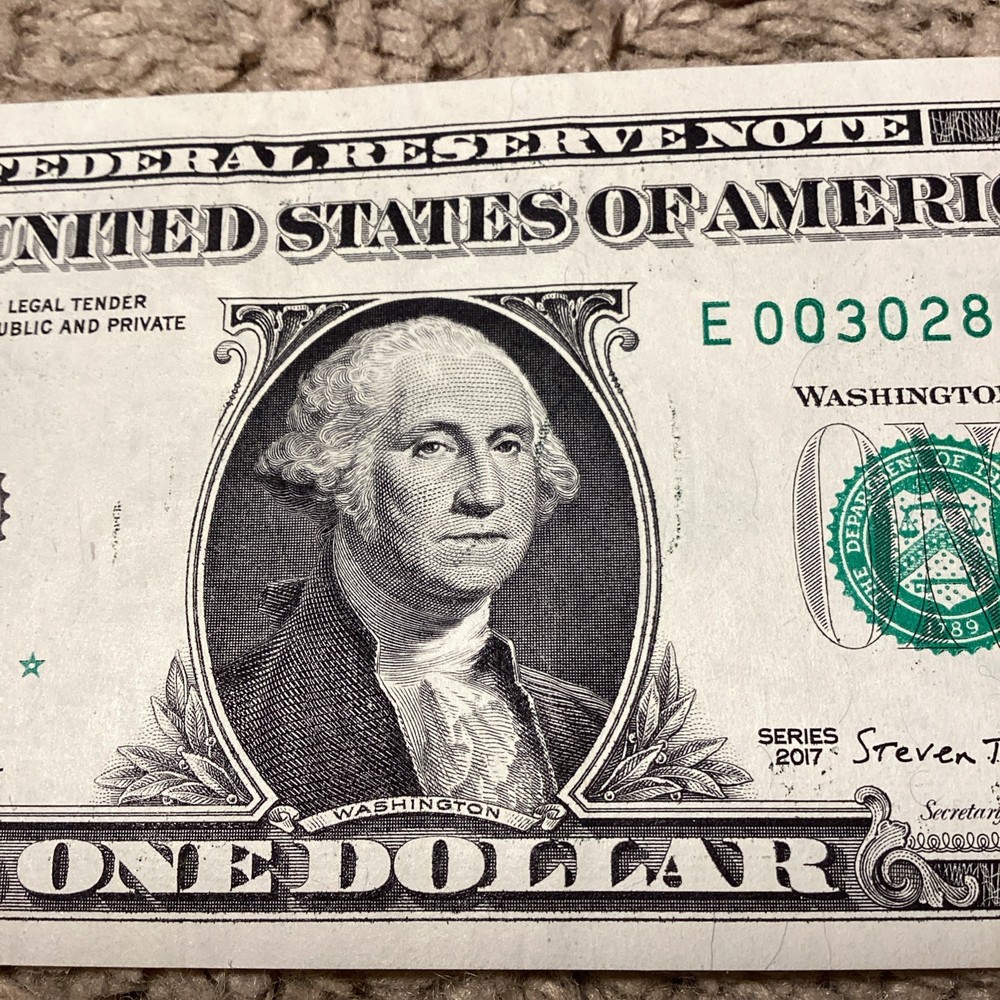 One Dollar Star Note Error 2017 Ink Misprint Serial Number