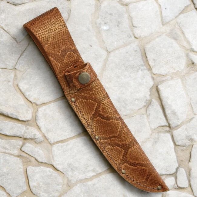 Fixed Blade Knife Sheath Fits up to 6in Long Blade Tan Brown Python Print
