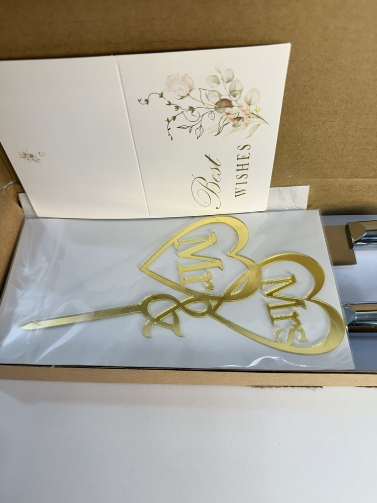 Wedding Cake Knife & Server Set | Mr & Mrs &Congratulations Crystal Style Handle