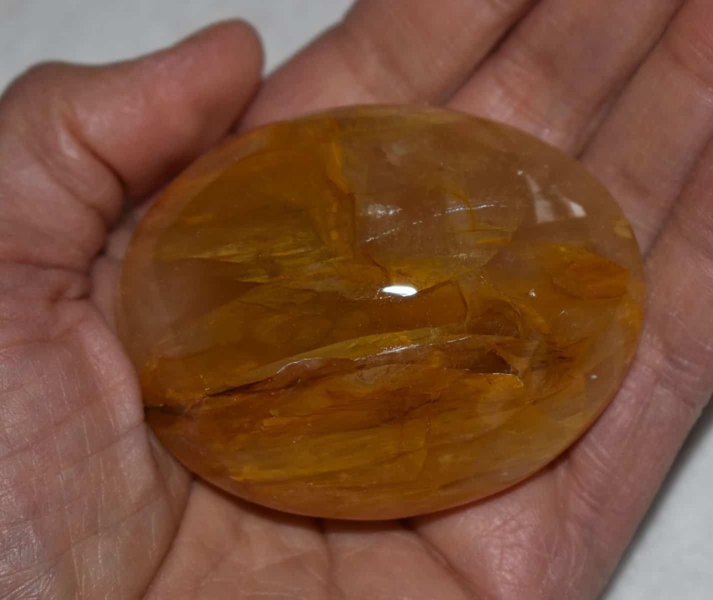 Yellow Hematoid Quartz Palm Stone #11