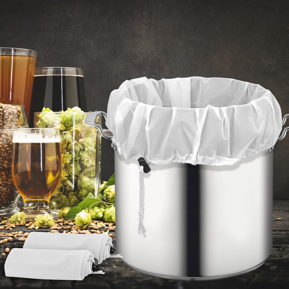 2 Pack 26x22 Inch Extra Large Reusable Straining Bag Brewing Bags w/ Drawstring