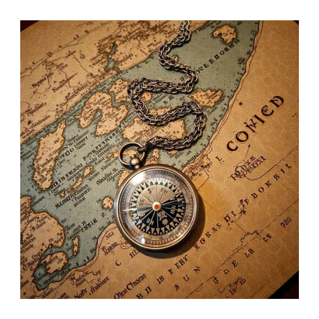 Personalized Engraved Compass with Chain | Antique Brass Pocket Compass | Custom