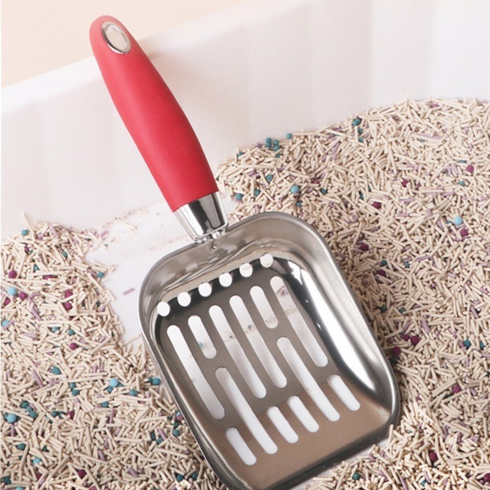 Ergonomic Stainless Steel Cat Litter Scoop Fine Mesh No Scrubbing Required