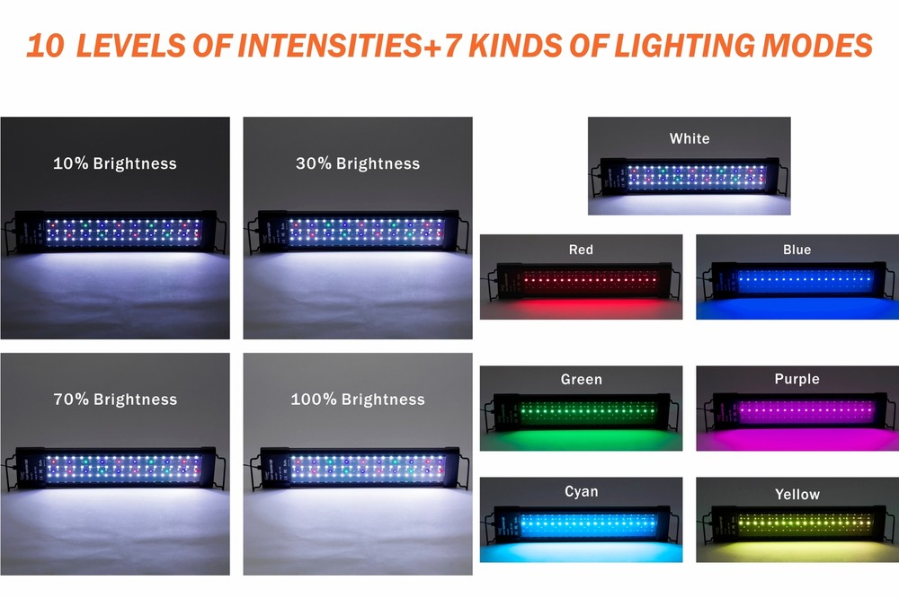 hygger Aquarium LED Light with Timer Adjustable Brightness 18 24 30 36 48"