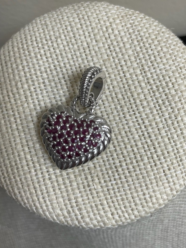 JUDITH RIPKA ruby heart sterling silver pendant enhancer
