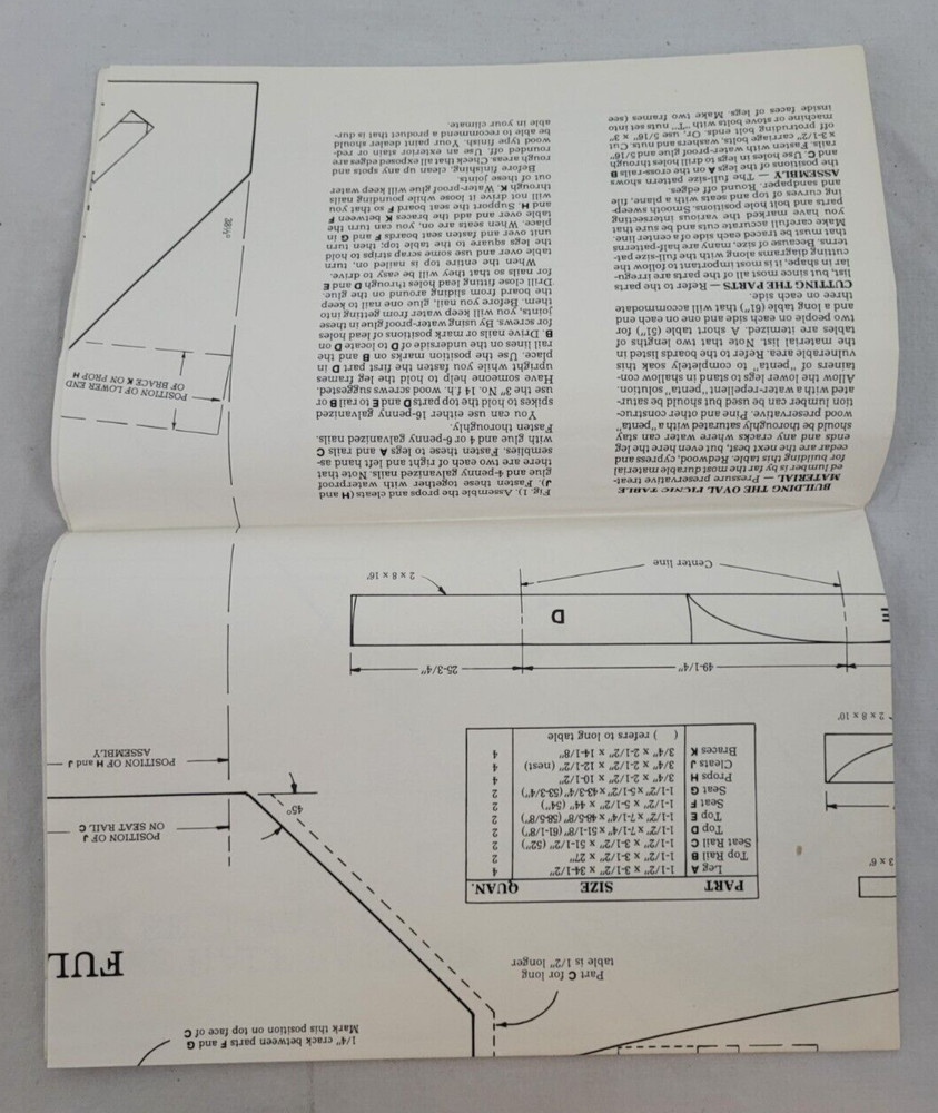 Craft Patterns ~ Oval Picnic Table &Benches ~ #1660 ~ Neely Hall
