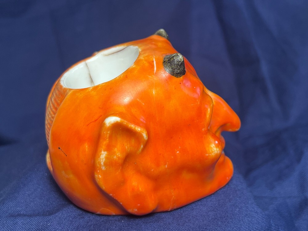 Vtg Devil Matchstick Holder Satan Lucifer Painted Ceramic Fireplace Match Safe