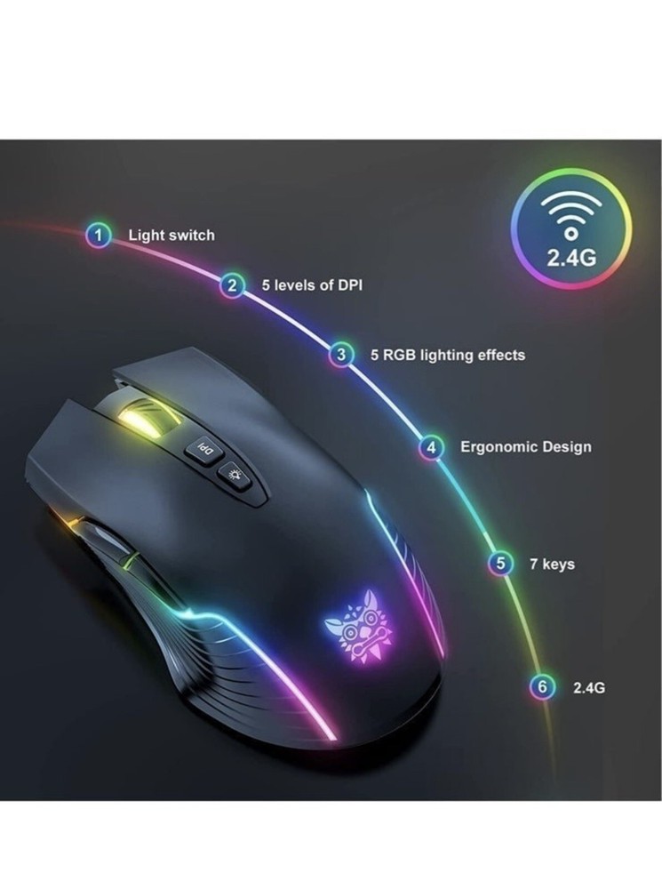 Onikuma CW905 Gaming Mouse Black - Bluetooth Mouse - Gaming without Cable