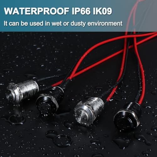 5pcs 12mm Push Button Switch Raised Head ON-Off Normally Open Latching Black