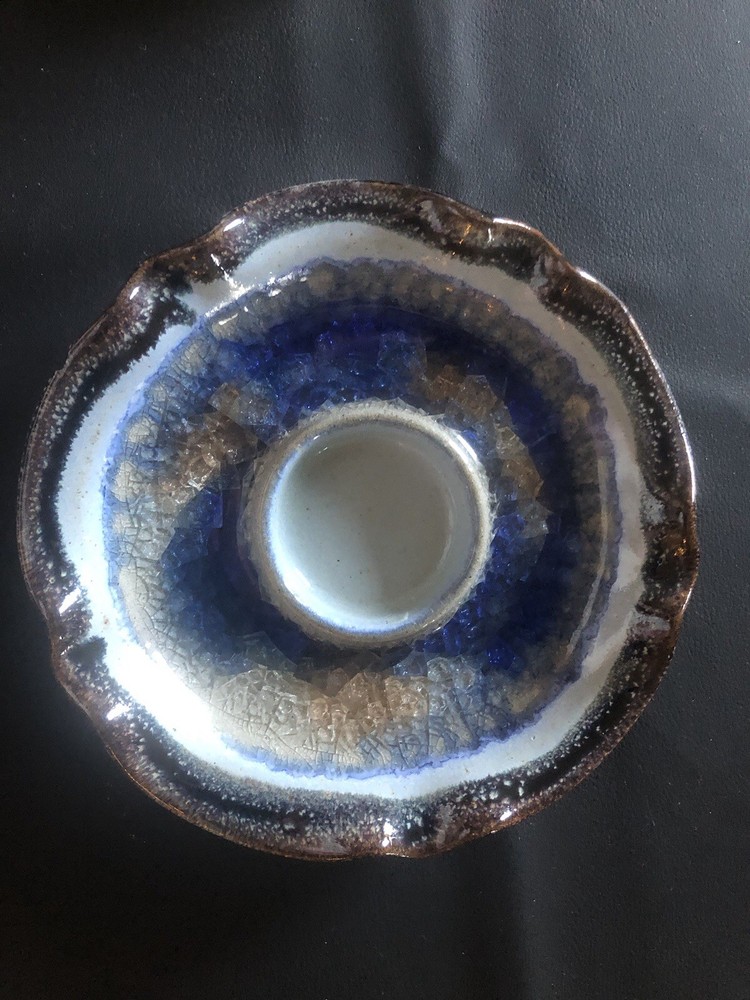 2 Glazed Stoneware Tealight Candle Holders